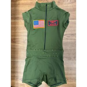 Dance Costume Large Child Green Charms Jazz Tap Clogging Musical Theater Top Gun